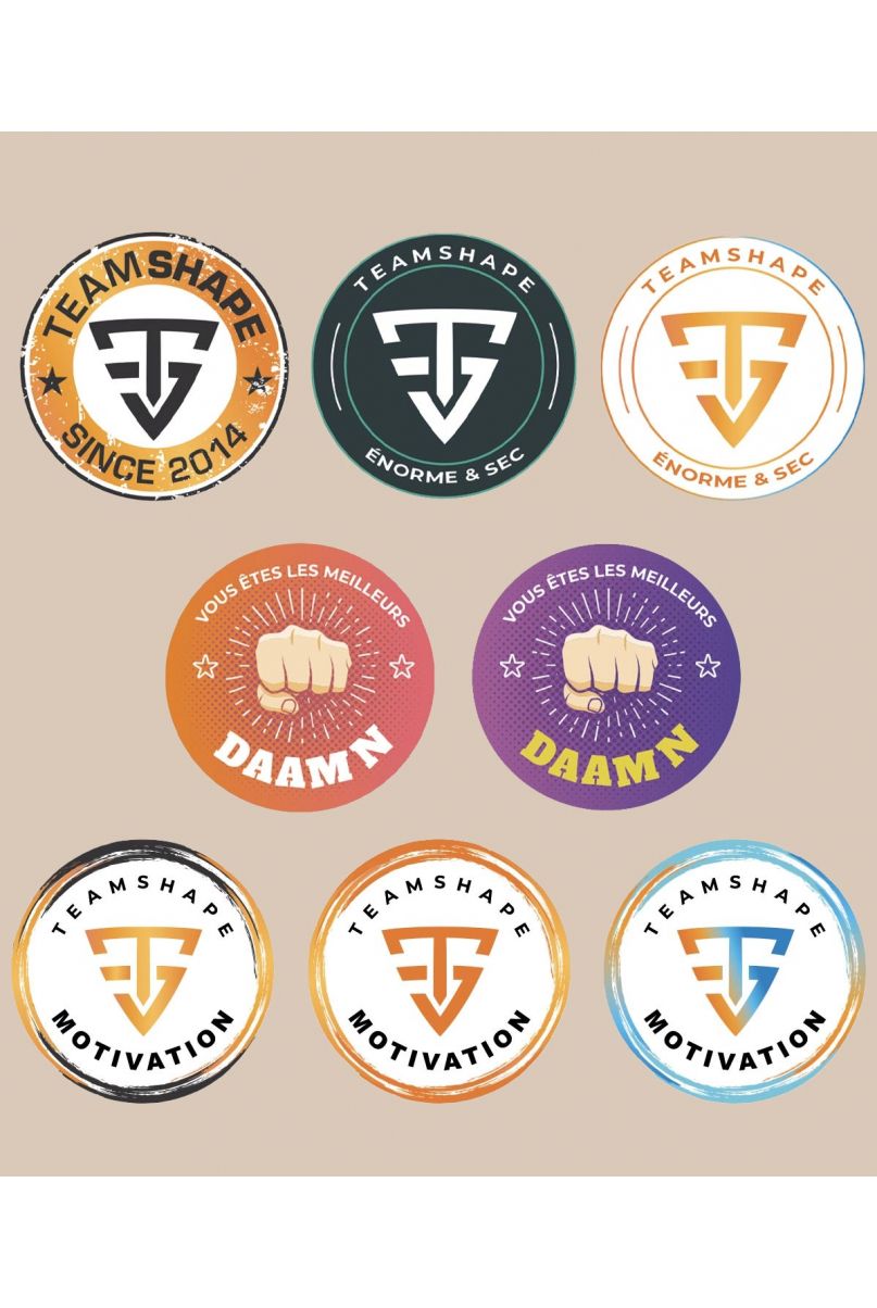 Lot de 8 Stickers TeamShape